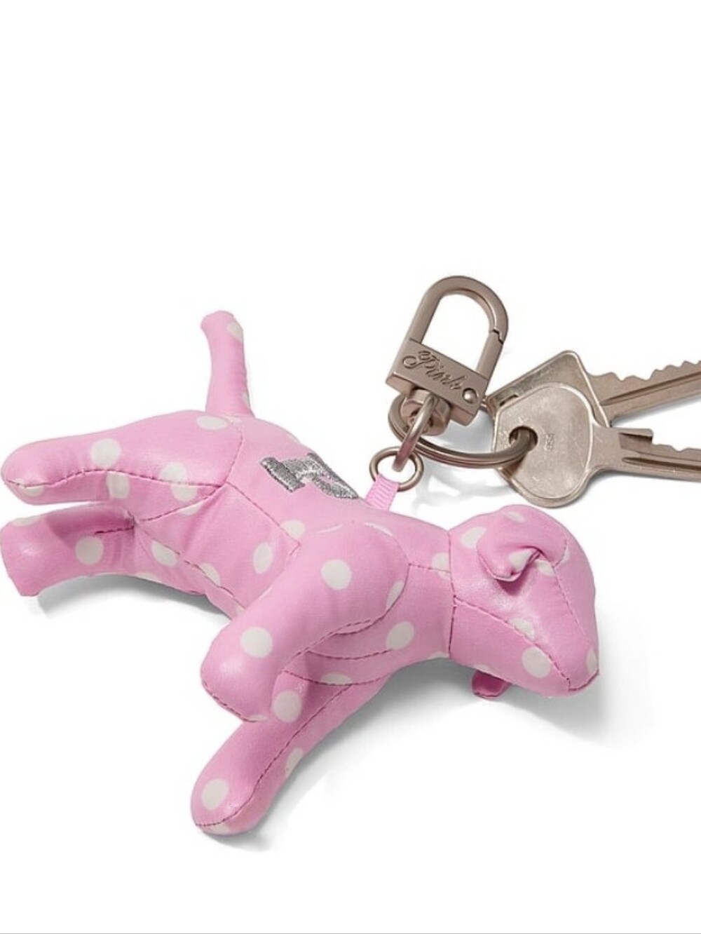 PINK Victoria's Secret Micro Dog Keychain Bag Charm Pink Polka Dot Watch Party - Picture 5 of 16